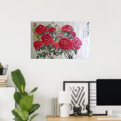 Poster pivoines carminées (Bureau à domicile)