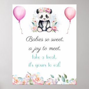 Poster Pivoines de bébé panda Dessert de la jungle bébé
