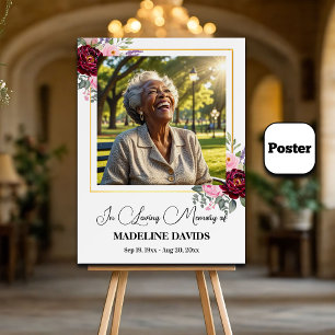 Poster Pivoines Élégantes Photo avec Cadre Doré Funéraill