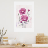 Poster Pivoines Marron (Cuisine)