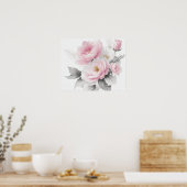 Poster Pivoines roses à l'aquarelle (Cuisine)