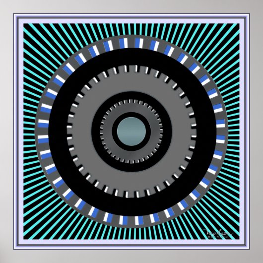 Poster Pivoter des engrenages Roue Illusion optique (Devant)