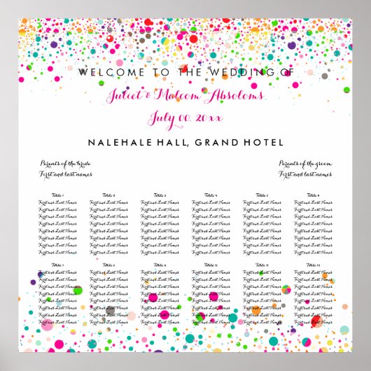 Poster PixDezines arc-en-ciel éclatant/carte de sièges (Devant)