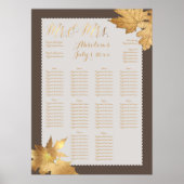 Poster PixDezines Chute Foliage/Faux Gold/Seating Chart (Devant)
