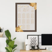 Poster PixDezines Chute Foliage/Faux Gold/Seating Chart (Bureau à domicile)