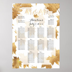 Poster PixDezines Chute Foliage/Faux Gold/Seating Chart