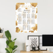 Poster PixDezines Chute Foliage/Faux Gold/Seating Chart (Bureau à domicile)