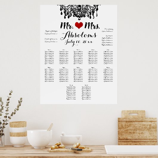 Poster PixDezines DIYColor/Chandelier/Seating Chart (Cuisine)