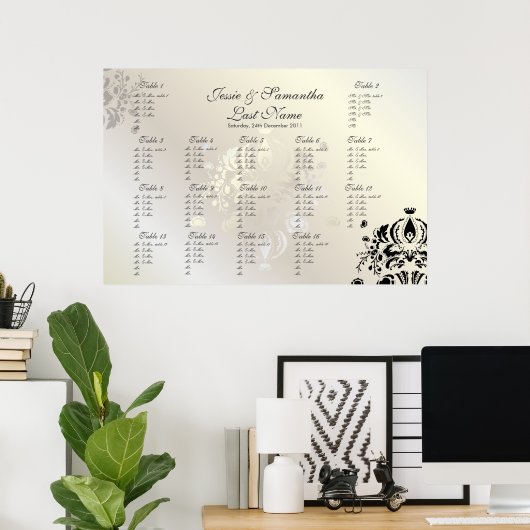 Poster PixDezines Dolcè Damask/Table #s/do-it-yourself po (Bureau à domicile)