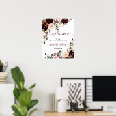 Poster PixDezines Fleurs Bourgogne Rustique Blush Bienven (Bureau à domicile)