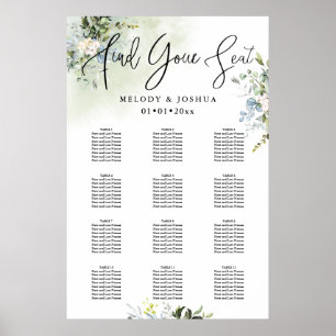 Poster PixDezines Greenery Calligraphie, Plan de table