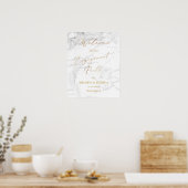 Poster PixDezines Marble+Faux Gold  Bienvenue Fiançailles (Cuisine)
