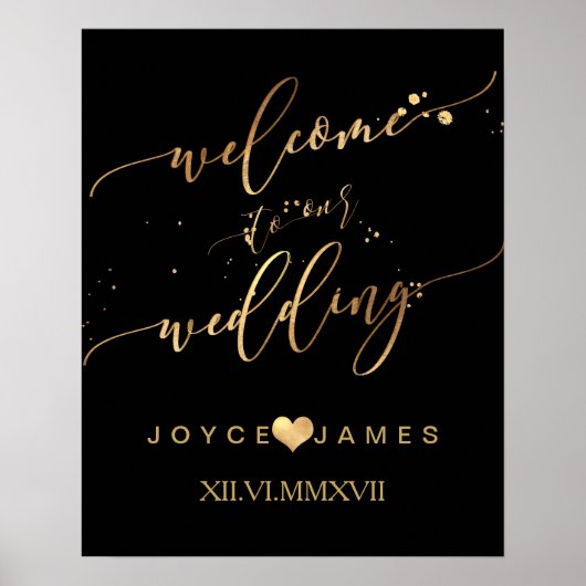 Poster PixDezines MARBLE+FAUX GOLD SCRIPT/BIENVENUE (Devant)