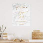 Poster PixDezines Marble+Faux Gold Welcome Fiançailles Po (Cuisine)