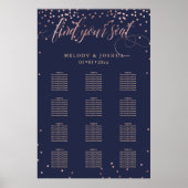 Poster PixDezines Marine+Rose Gold Script, Seating Chart (Devant)