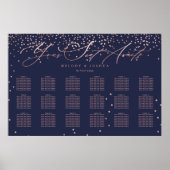 Poster PixDezines Marine+Rose Gold Script, Seating Chart (Devant)