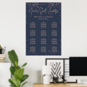 Poster PixDezines Marine+Rose Gold Script, Seating Chart (Bureau à domicile)