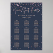 Poster PixDezines Marine+Rose Gold Script, Seating Chart (Devant)