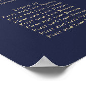 Poster PixDezines Navy Faux Or Calligraphie, Plan de tabl (Coin)