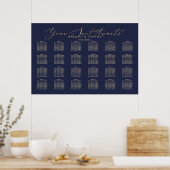 Poster PixDezines Navy Faux Or Calligraphie, Plan de tabl (Cuisine)