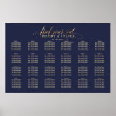 Poster PixDezines Navy+Gold Calligraphy, Seating Chart (Devant)