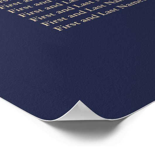 Poster PixDezines Navy+Gold Calligraphy, Seating Chart (Coin)