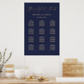 Poster PixDezines Navy+Gold Calligraphy, Seating Chart (Cuisine)