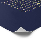 Poster PixDezines Navy+Gold Calligraphy, Seating Chart (Coin)