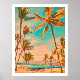 Poster PixDezines Plage Hawaïenne Vintage