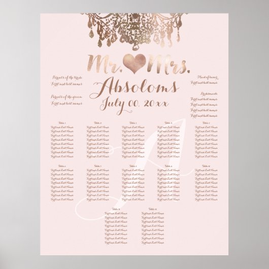 Poster PixDezines Rose Gold Chandelier/Coeur/do-it-yourse (Devant)