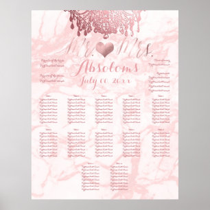 Poster PixDezines Rose lustre d'or / Coeur / Marbre