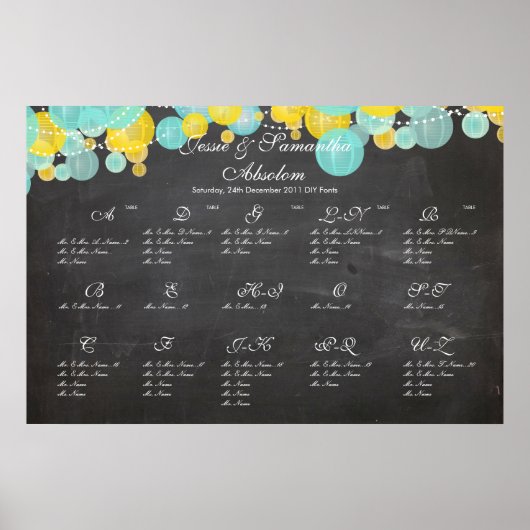 Poster PixDezines tableau+lanternes/plan de table (Devant)