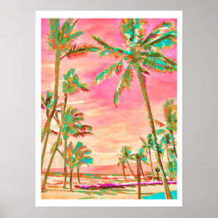 Poster PixDezines Vintage Hawaïen Plage/Persimmon