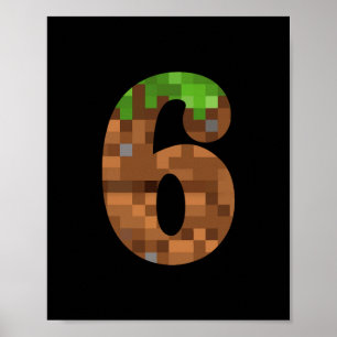 Poster Pixel 6e anniversaire Numéro Six 6 ans 6e Vidéo