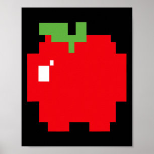 Poster Pixel Apple 80s Retro Arcade jeu vidéo Halloween