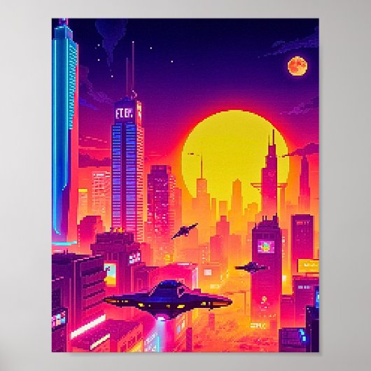 Poster Pixel Art Cyber City (Devant)