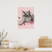 Poster Pixel Art de Chat Gris Ragdoll aux Yeux Bleus (Cuisine)