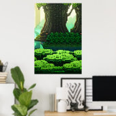 Poster Pixel art, forêt verte cool | Art AI (Bureau à domicile)