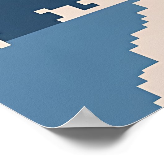 Poster Pixel Art Howling Wolf au coucher du soleil (Coin)