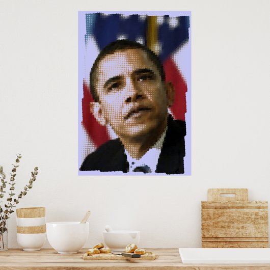 Poster Pixel art (points), Barack Obama (Cuisine)