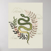 Pixel Art Snake avec éléments floraux