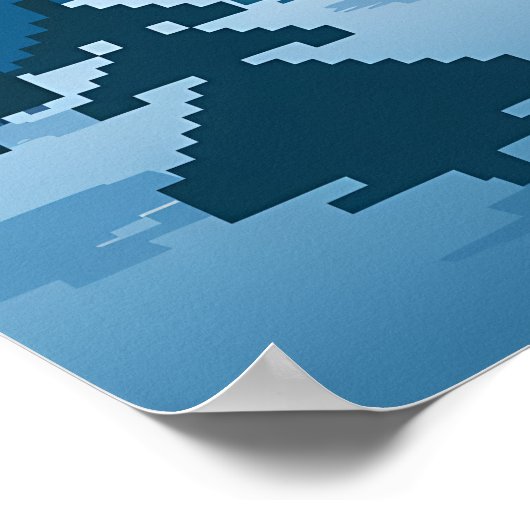 Poster Pixel Art Wolf solitaire sous la lune (Coin)