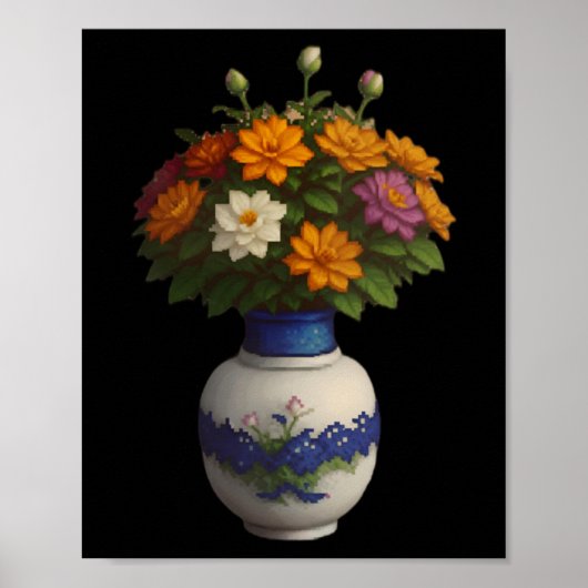 Poster Pixel Blooms 2 Autocollant  (Devant)