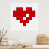 Poster Pixel Coeur 8 bits Amour (Cuisine)