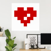 Poster Pixel Coeur 8 bits Amour (Bureau à domicile)