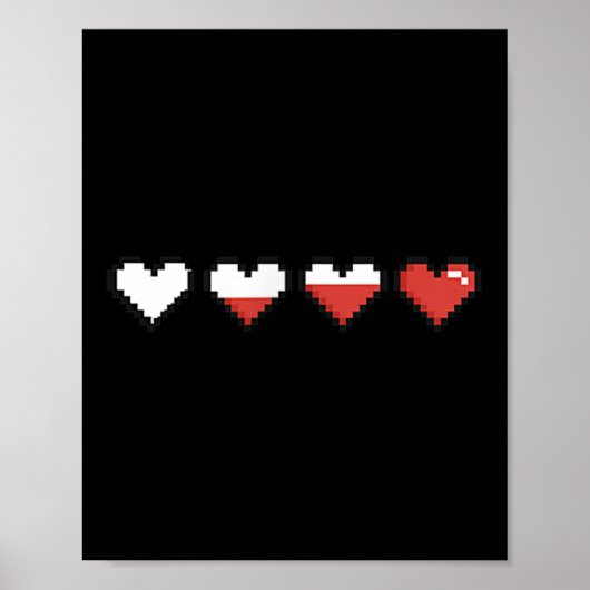 Poster Pixel de poche mignonne Coeur rouge Saint Valentin (Devant)