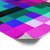 Poster Pixel géométrique coloré Pixelé Plaid (Coin)