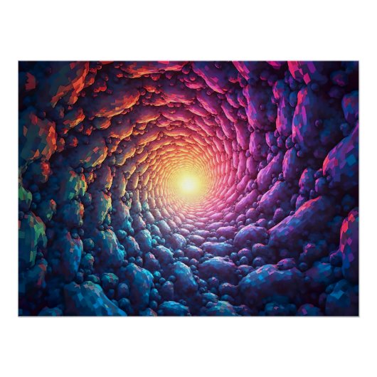 Poster Pixel Kunst comme "la lumière au bout du tunnel" (Devant)