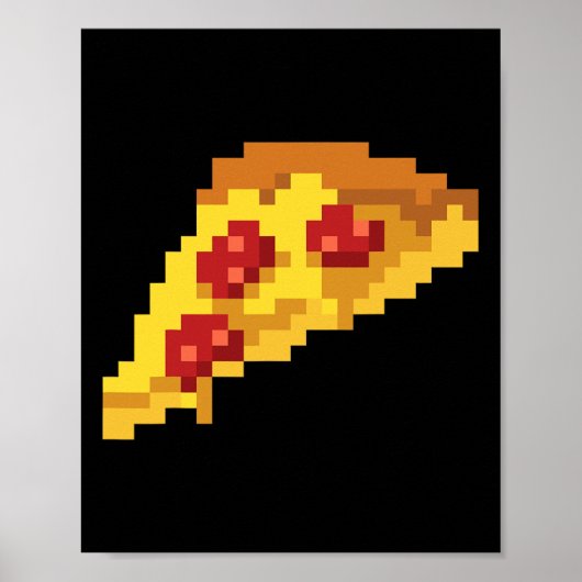 Poster Pixel Pizza 80s Jeu vidéo Retro 8-bit Halloween C (Devant)
