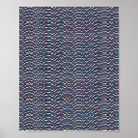 Poster Pixelated Floral Pattern  (Devant)